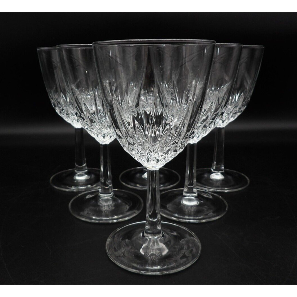 Set of 6 Diamant Claret Wine Glasses by Cristal D'Arques-Durand Diamond Cut